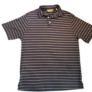Roundtree & Yorke Polo Shirt Striped Gold Label Small